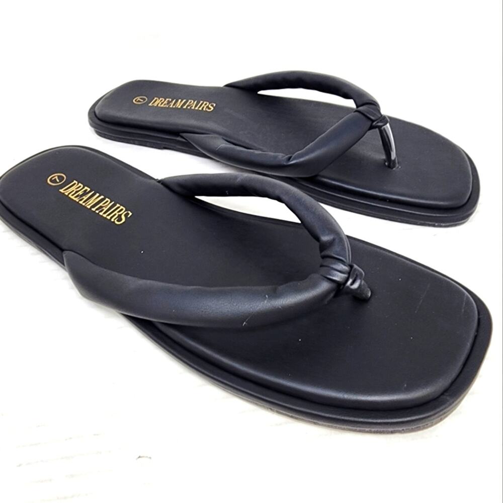 Dream Pairs New  Black Flip Flops  Sandals Womens Beach‎ Shoes Size 7